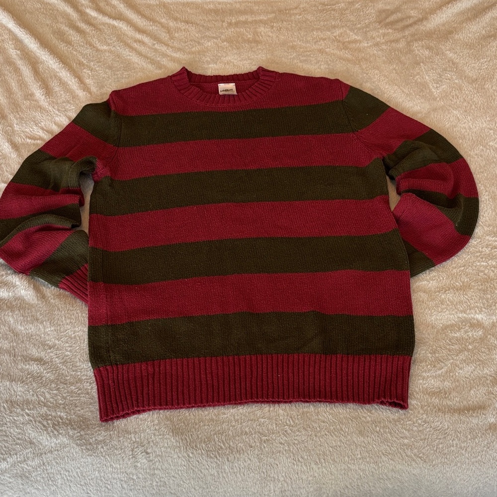 Nightmare on Elm Street Freddy Kreuger Pullover Sweatshirt Striped Men's XS EUC